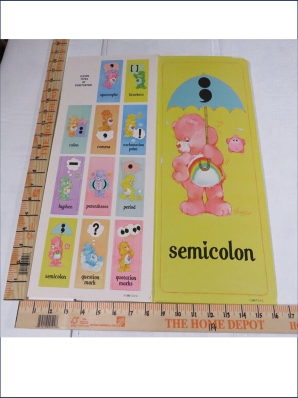 Vintage 1986 Care Bears Cubs Complete Punctuation Bulletin Board Set 12pc TCFC